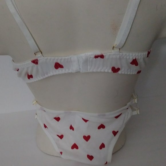 White Red Heart Print Lingerie Set XL - Picture 5 of 16